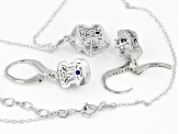 Cubic Zirconia Platineve Pendant with Chain and Earrings Set. 7.13ctw