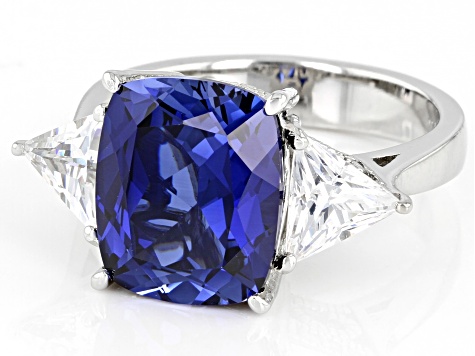 Blue Lab Created Sapphire & Cubic Zirconia Platineve™ Ring