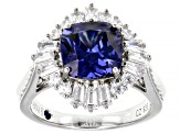 Blue and White Cubic Zirconia Platineve Ring