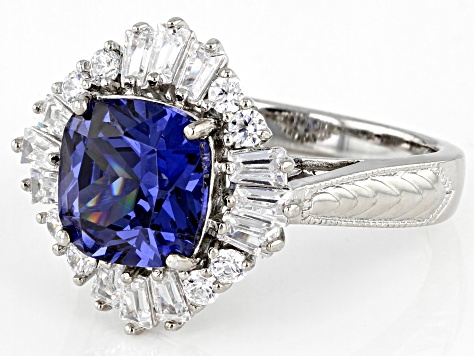 Blue and White Cubic Zirconia Platineve™ Ring