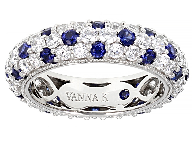 Blue Lab Created Sapphire and White Cubic Zirconia Platineve Ring