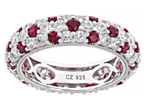 Lab Created Ruby and White Cubic Zirconia Platineve Ring 5.18ctw