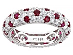 Lab Created Ruby and White Cubic Zirconia Platineve Ring 5.18ctw