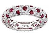 Lab Created Ruby and White Cubic Zirconia Platineve Ring 5.18ctw
