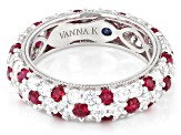 Lab Created Ruby and White Cubic Zirconia Platineve Ring 5.18ctw