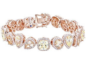 Champagne, Yellow, & White Cubic Zirconia 18k Rose Gold Over Sterling Silver Bracelet 47.76ctw