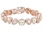 Champagne, Yellow, & White Cubic Zirconia 18k Rose Gold Over Sterling Silver Bracelet 47.76ctw