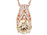 Champagne And White Cubic Zirconia 18k Rose Gold Over Sterling Silver Pendant With Chain 11.53ctw