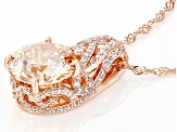 Champagne And White Cubic Zirconia 18k Rose Gold Over Sterling Silver Pendant With Chain 11.53ctw