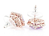 Lavender And White Cubic Zirconia 18k Rose Gold Over Sterling Silver Earrings 8.46ctw