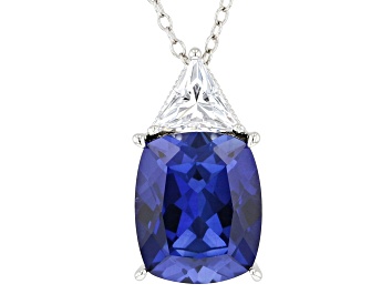 Picture of Blue Lab Created Sapphire and Cubic Zirconia Platineve™ Pendant With Chain 7.06ctw