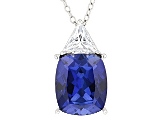 Blue Lab Created Sapphire and Cubic Zirconia Platineve™ Pendant With Chain 7.06ctw