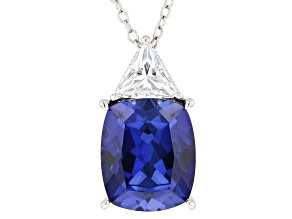 Blue Lab Created Sapphire and Cubic Zirconia Platineve(R) Pendant With Chain 7.06ctw