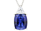 Blue Lab Created Sapphire and Cubic Zirconia Platineve™ Pendant With Chain 7.06ctw