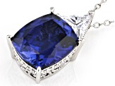 Blue Lab Created Sapphire and Cubic Zirconia Platineve™ Pendant With Chain 7.06ctw