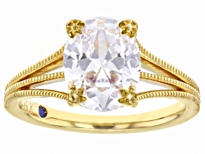3.80ctw White Cubic Zirconia 18K Yellow Gold Over Sterling Silver Ring
