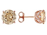 Champagne And White Cubic Zirconia 18k Rose Gold Over Sterling Silver Earrings 12.16ctw