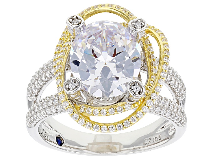 Lab Created Ruby & White Cubic Zirconia Rhodium Over