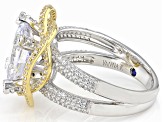 White Cubic Zirconia Platineve(R) And 18k Yellow Gold Over Sterling Silver Holiday Ring 9.31ctw