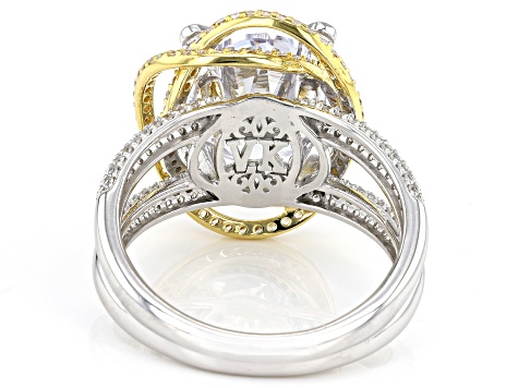 White Cubic Zirconia Platineve(R) And 18k Yellow Gold Over Sterling Silver Holiday Ring 9.31ctw