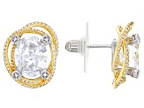 White Cubic Zirconia Platineve(R) And 18k Yellow Gold Over Sterling Silver Holiday Earrings 9.10ctw