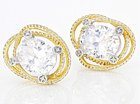 White Cubic Zirconia Platineve(R) And 18k Yellow Gold Over Sterling Silver Holiday Earrings 9.10ctw