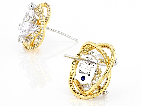 White Cubic Zirconia Platineve(R) And 18k Yellow Gold Over Sterling Silver Holiday Earrings 9.10ctw