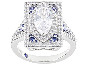 Blue And White Cubic Zirconia Platineve Ring 4.52ctw
