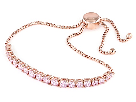 Pink Cubic Zirconia 18k Rose Gold Over Sterling Silver Bracelet 5.14ctw