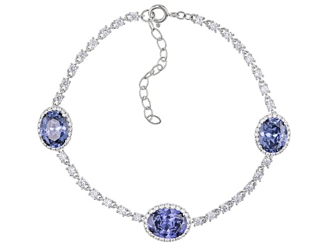 Blue And White Cubic Zirconia Platineve Anniversary Bracelet 15.31ctw