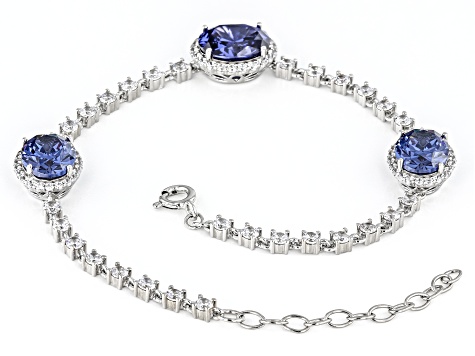 Blue And White Cubic Zirconia Platineve Anniversary Bracelet 15.31ctw