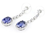 Blue And White Cubic Zirconia Platineve Anniversary Earrings 12.75ctw