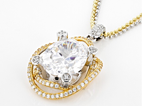 White Cubic Zirconia Platineve And 18k Yellow Gold Over Sterling Silver Holiday Pendant With Chain