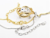 White Cubic Zirconia Platineve And 18k Yellow Gold Over Sterling Silver Holiday Pendant With Chain