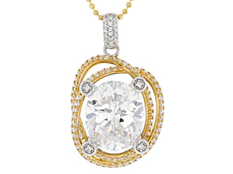 White Cubic Zirconia Platineve And 18k Yellow Gold Over Sterling Silver Holiday Pendant With Chain