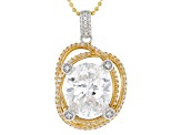 White Cubic Zirconia Platineve And 18k Yellow Gold Over Sterling Silver Holiday Pendant With Chain