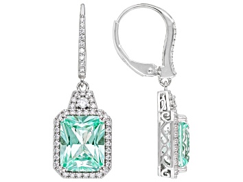 Picture of Green Lab Created Spinel and White Cubic Zirconia Platineve Earrings 6.25ctw