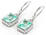Green Lab Created Spinel and White Cubic Zirconia Platineve Earrings 6.25ctw