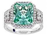 Green Lab Created Spinel And White Cubic Zirconia Platineve Ring 7.28ctw