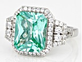 Green Lab Created Spinel And White Cubic Zirconia Platineve Ring 7.28ctw