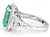 Green Lab Created Spinel And White Cubic Zirconia Platineve Ring 7.28ctw