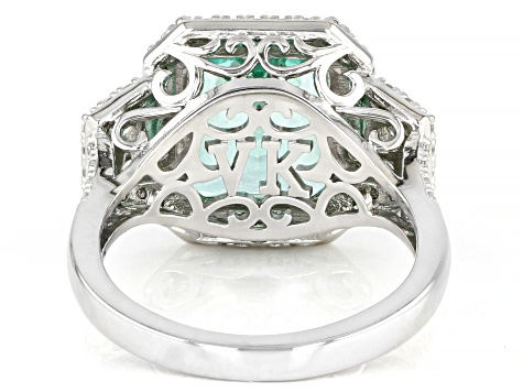 Green Lab Created Spinel And White Cubic Zirconia Platineve Ring 7.28ctw