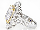 White Cubic Zirconia Platineve And 18k Yellow Gold Over Sterling Silver Ring 12.21ctw