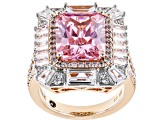 Pink And White Cubic Zirconia 18k Rose Gold Over Sterling Silver & Platineve Ring 13.47ctw