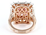 Pink And White Cubic Zirconia 18k Rose Gold Over Sterling Silver & Platineve Ring 13.47ctw