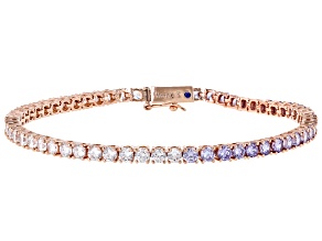 Purple And White Cubic Zirconia 18k Rose Gold Over Sterling Silver Bracelet 10.34ctw