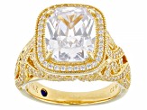White Cubic Zirconia 18k Yellow Gold Over Sterling Silver Holiday Ring 7.89ctw