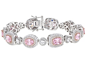 Pink And White Cubic Zirconia Platineve Bracelet 21.63ctw
