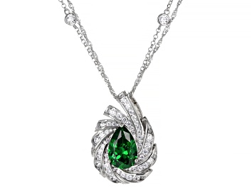 Picture of Green And White Cubic Zirconia Platineve Pendant With Chain Hawaii Collection 11.55ctw