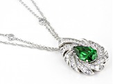 Green And White Cubic Zirconia Platineve Pendant With Chain Hawaii Collection 11.55ctw